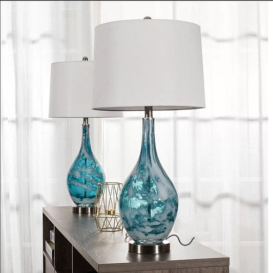 Lampes de chevet en verre avec port USB (lot de 2) - Lampe de bureau moderne