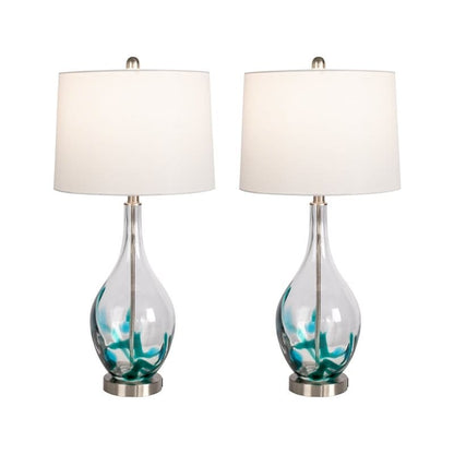 Lampes de chevet en verre avec port USB (lot de 2) - Lampe de bureau moderne
