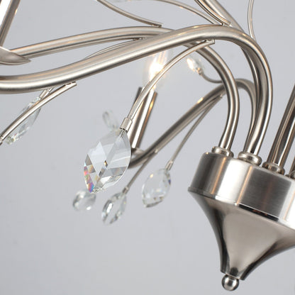 Suspension lumineuse en forme de bougie, style branche d'arbre rétro, avec cristaux, pour maison de campagne
