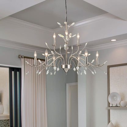 Suspension lumineuse en forme de bougie, style branche d'arbre rétro, avec cristaux, pour maison de campagne