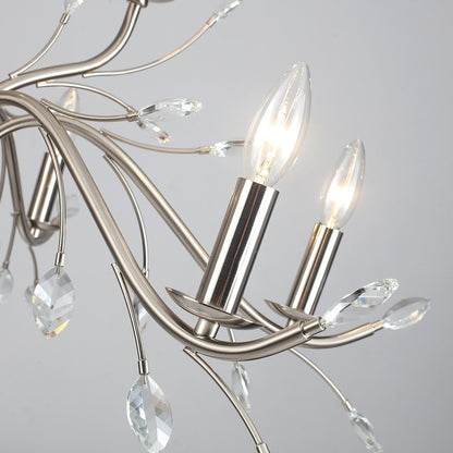 Suspension lumineuse en forme de bougie, style branche d'arbre rétro, avec cristaux, pour maison de campagne