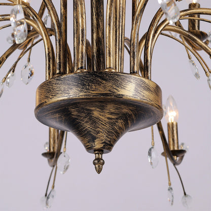Suspension lumineuse en forme de bougie, style branche d'arbre rétro, avec cristaux, pour maison de campagne