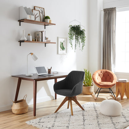 Fauteuil pivotant à accoudoirs pour bureau moderne Art Leon avec pieds en bois