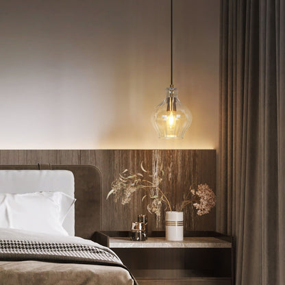 Suspension en laiton Coria, style moderne du milieu du siècle, 1 lumière, lampe d'îlot de cuisine chic, abat-jour en verre cannelé, salle à manger.