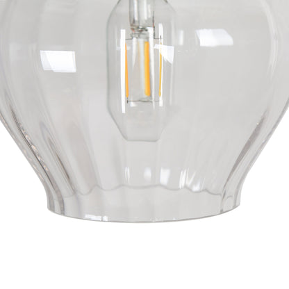 Suspension en laiton Coria, style moderne du milieu du siècle, 1 lumière, lampe d'îlot de cuisine chic, abat-jour en verre cannelé, salle à manger.