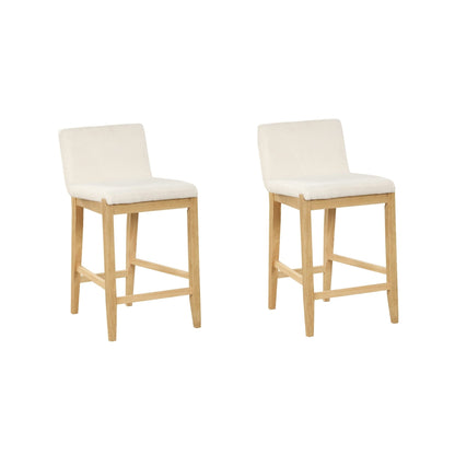 Tabouret de bar moderne Gracie, chaise rembourrée en bouclette et pieds en bois brossé