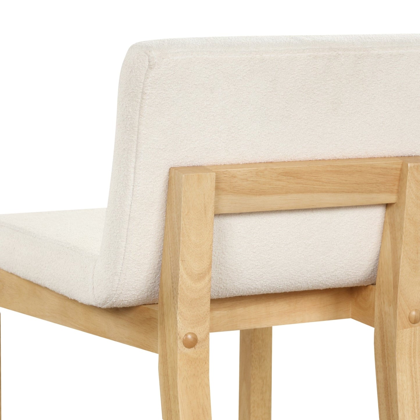 Tabouret de bar moderne Gracie, chaise rembourrée en bouclette et pieds en bois brossé