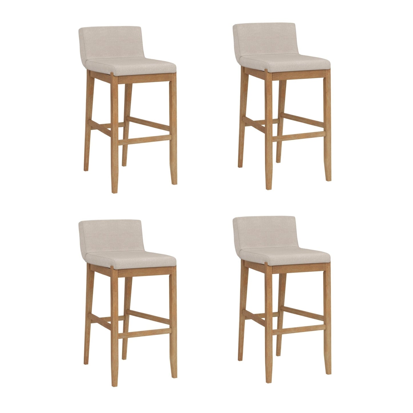 Tabouret de bar moderne Gracie, chaise rembourrée en bouclette et pieds en bois brossé