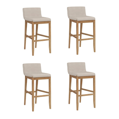Tabouret de bar moderne Gracie, chaise rembourrée en bouclette et pieds en bois brossé