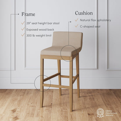 Tabouret de bar moderne Gracie, chaise rembourrée en bouclette et pieds en bois brossé