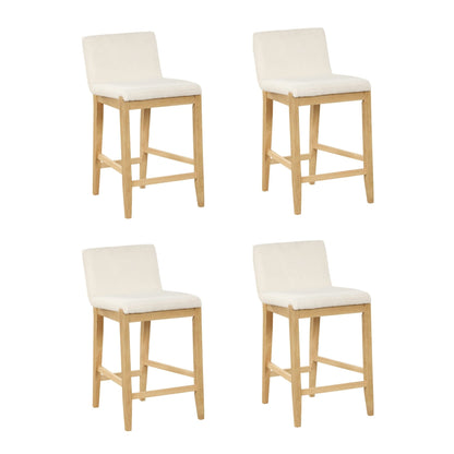 Tabouret de bar moderne Gracie, chaise rembourrée en bouclette et pieds en bois brossé