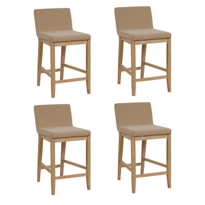 Tabouret de bar moderne Gracie, chaise rembourrée en bouclette et pieds en bois brossé