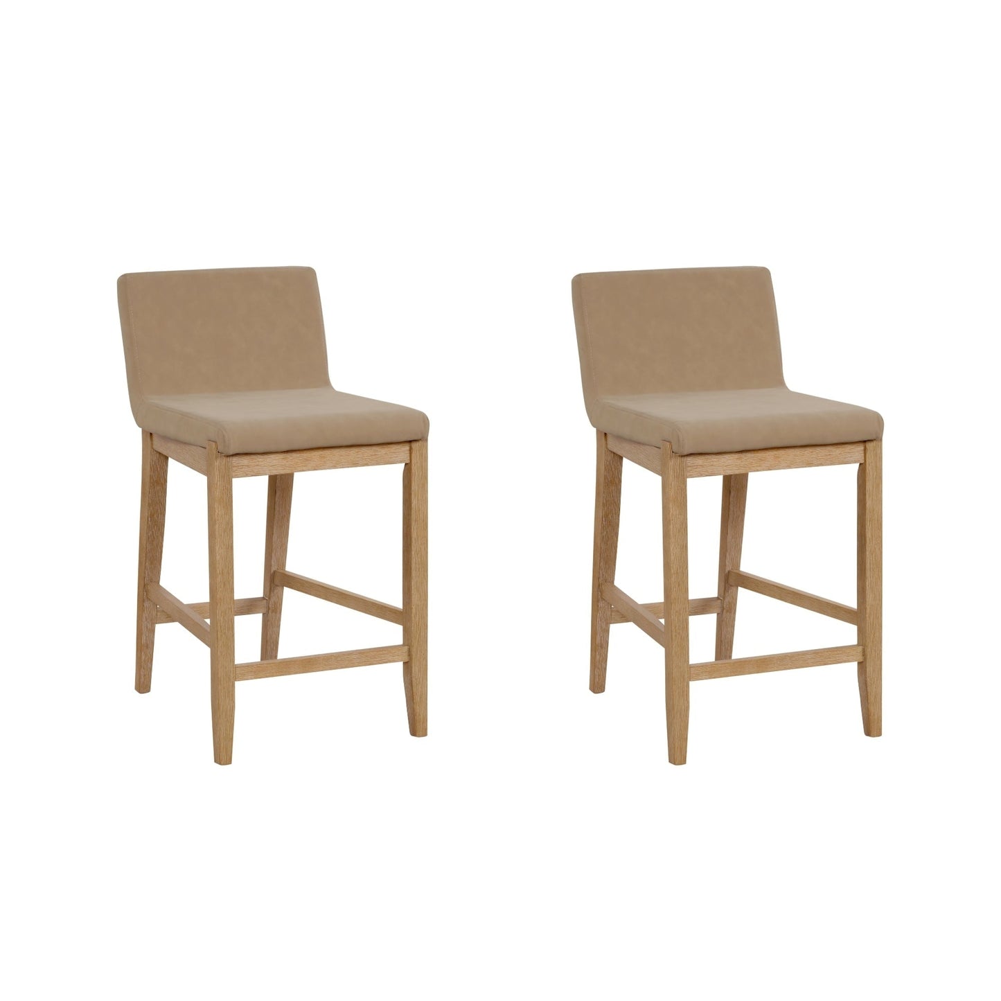Tabouret de bar moderne Gracie, chaise rembourrée en bouclette et pieds en bois brossé