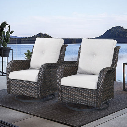 Gymojoy Chaise longue d'extérieur en osier avec base pivotante (lot de 2)
