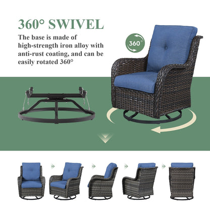 Gymojoy Chaise longue d'extérieur en osier avec base pivotante (lot de 2)