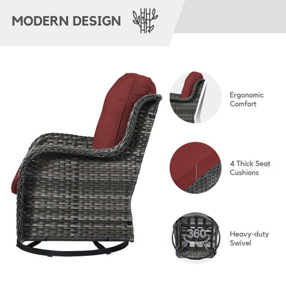 Gymojoy Chaise longue d'extérieur en osier avec base pivotante (lot de 2)