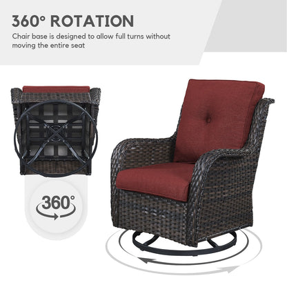 Gymojoy Chaise longue d'extérieur en osier avec base pivotante (lot de 2)