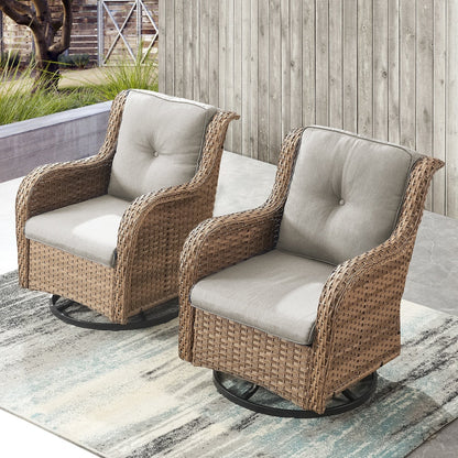 Gymojoy Chaise longue d'extérieur en osier avec base pivotante (lot de 2)