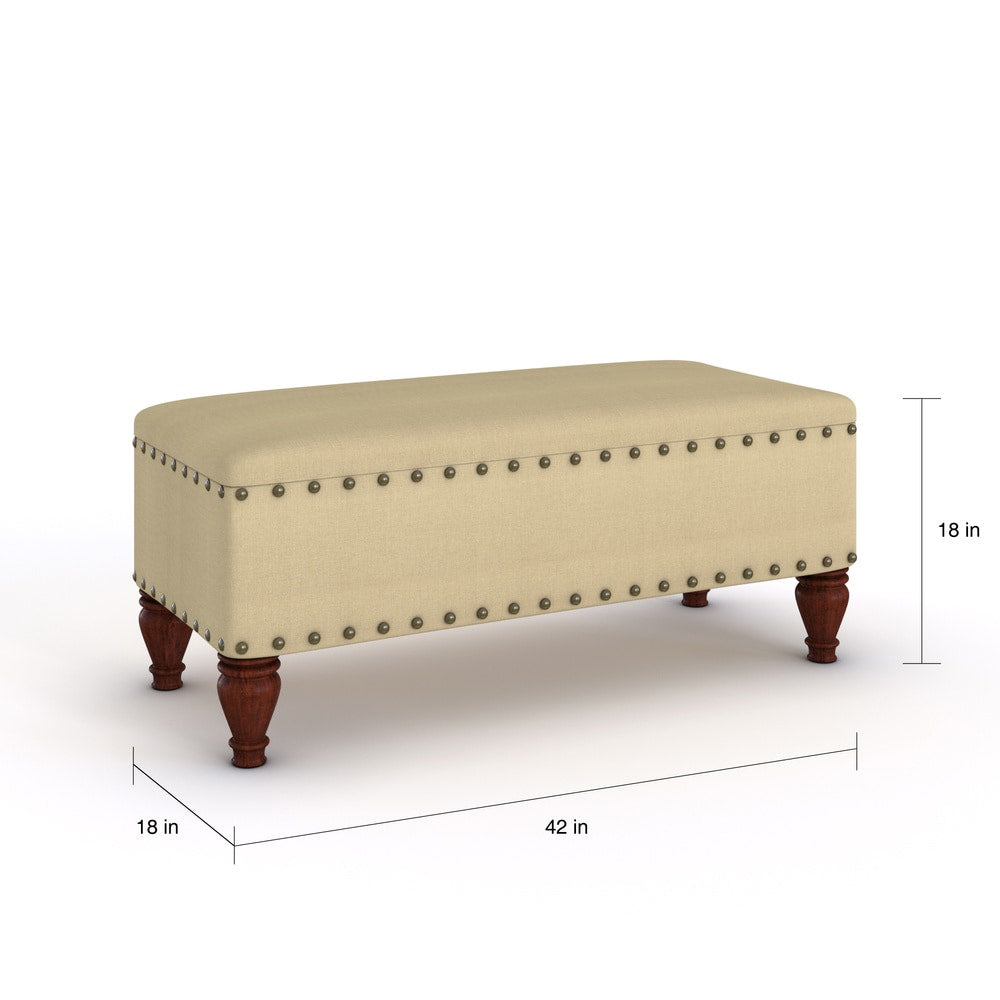 Banc de rangement capitonné Copper Grove Muscari avec garniture à clous décoratifs