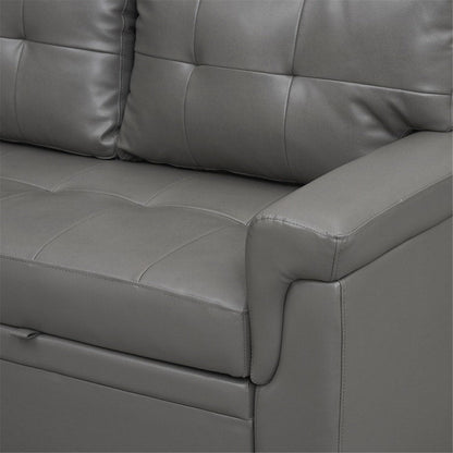 Canapé d'angle convertible et réversible avec lit escamotable, chaise longue avec rangement intégré et pieds robustes.