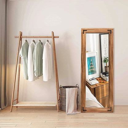 Grand miroir mural en bois rustique style farmhouse - 65x24