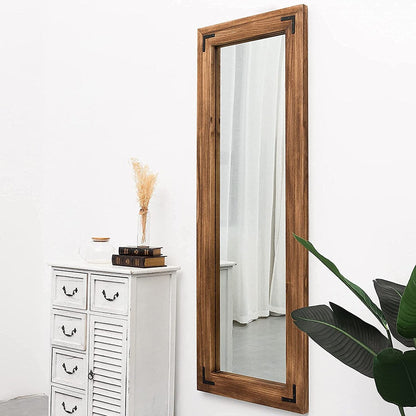 Grand miroir mural en bois rustique style farmhouse - 65x24