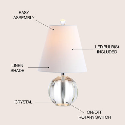 Lampe de table LED Goddard à boule de cristal/métal de 16 pouces, par JONATHAN Y