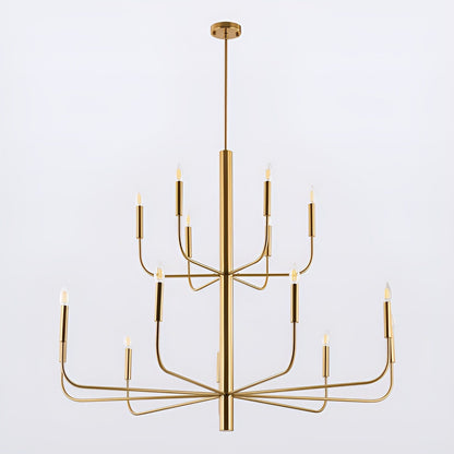 Luminaire minimaliste à 15 lumières, style bougeoir, design ancien à 2 niveaux - 48